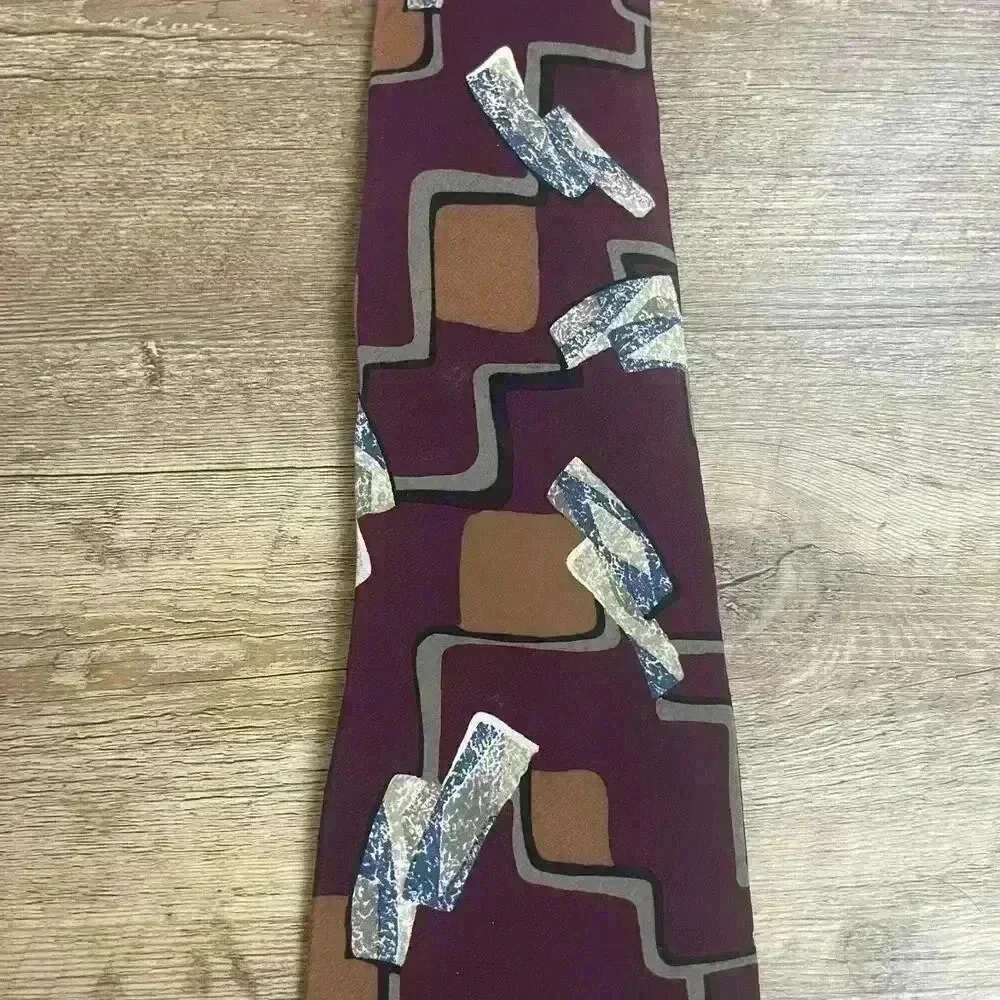 Vintage Christian Dior Men's Tie Geometric 80s 90s 100% Silk 3.5